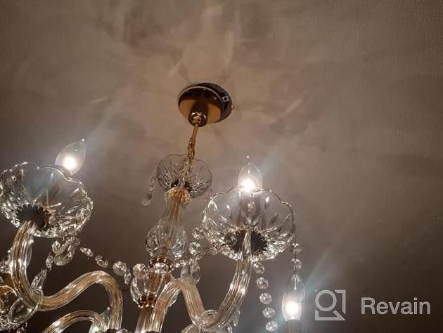 img 1 attached to Modern 6-Arm Gold Metal Clear Crystal Chandelier - Living Room Ceiling Fixture Pendant Lamp H23.6 X W23.6 review by Austin Cejudo