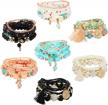 bohemian multilayer stackable bead bracelet set with pendants for women - yadoca 7 sets in vibrant multicolors logo