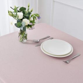 img 1 attached to Maxmill Textured Rectangle Tablecloth Water Resistant Wrinkle Free Spill-Proof, Soft Jacquard Table Cloth For Banquet Parties Event Holiday Dinner, Indoor And Outdoor Use, 60 X 84 Inch, Dusty Pink