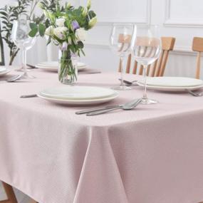 img 3 attached to Maxmill Textured Rectangle Tablecloth Water Resistant Wrinkle Free Spill-Proof, Soft Jacquard Table Cloth For Banquet Parties Event Holiday Dinner, Indoor And Outdoor Use, 60 X 84 Inch, Dusty Pink