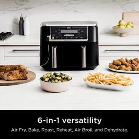 img 3 attached to Ninja Foodi DZ550 10 Quart DualZone Smart XL Air Fryer With Two Independent Baskets, Smart Cooking Thermometer, Match Cook And Smart Finish, Perfect For Roasting, Dehydrating, And More, Grey