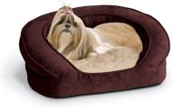 🐾 k&amp;h pet products medium deluxe ortho bolster sleeper pet bed in eggplant paw print, 30 inches logo