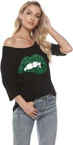 img 3 attached to Women'S Plus Size Off Shoulder T-Shirt Top With Sexy Lips Print - MAGICMK