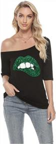 img 1 attached to Women'S Plus Size Off Shoulder T-Shirt Top With Sexy Lips Print - MAGICMK