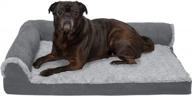 medium dog bed with cooling gel foam, two-tone faux fur & suede l shaped chaise in stone gray for ultimate comfort - removable and washable cover by furhaven logo