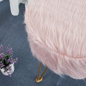 img 2 attached to Pink Faux Fur Ottoman Footstool With Metal Legs - Upholstered Decorative Furniture Rest For Living Room, Bedroom & Kids Room