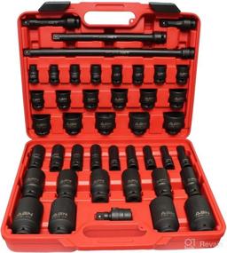 img 3 attached to 🛠️ Комплект головок «Ultimate 43-Piece SAE Standard Master Impact Socket Set»: ABN, 1/2 дюйма, глубокие и неглубокие, 3/8 – 1-1/2 дюймов с удлинителем и шарнирным соединением.