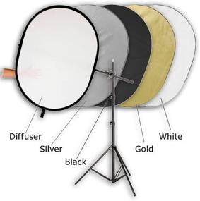 img 4 attached to Fotodiox 36"X48" 5-In-1 Collapsible Reflector Disc Pro Kit, With Telescopic Stand, Soft Silver/Gold/Black/White/Diffuser