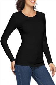 img 4 attached to Comfortable And Chic: VIIOO Women'S Slim Fit Cotton Long Sleeve Crewneck T-Shirt
