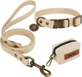 img 4 attached to 🐶 Wisedog Adjustable Dog Collar and Leash Set Combo: Durable Pet Collars with Leashes for Small, Medium, Large Dogs - Includes Bonus Poop Bag Holder (M, Sand Color)