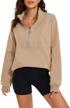 missactiver women’s oversized half zip sweatshirt quarter 1/4 zipper long sleeve drop shoulder pocket pullover jacket tops logo
