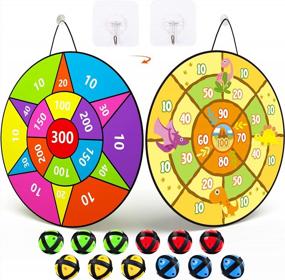 img 4 attached to Get Ready For Dino-Mite Fun With Ayeboovi'S 26 Inch Dart Board For Kids: Perfect For Indoor And Outdoor Yard Games, Includes 12 Sticky Balls!
