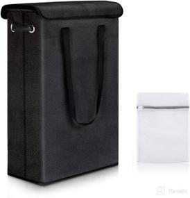 img 4 attached to 🧺 Tall Slim Laundry Basket with Lid, Thin Laundry Hamper with Handles | Waterproof Lining, Narrow Dirty Clothes Hamper for Bathroom, Bedroom, Dorm | Organization Storage Solution (45L, Black)