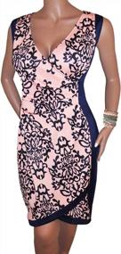 img 2 attached to USA-Made Slimming Bodycon Sheath Dress For Plus Size Women In Pink And Navy By Funfash