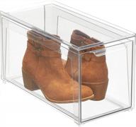 прозрачный пластиковый штабелируемый шкаф для хранения с выдвижным ящиком-органайзером для шкафа, полки или шкафа - коллекция lumiere от mdesign логотип