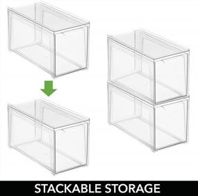 img 2 attached to Прозрачный пластиковый штабелируемый шкаф для хранения с выдвижным ящиком-органайзером для шкафа, полки или шкафа - Коллекция Lumiere от MDesign