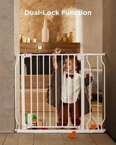 img 1 attached to 🐶 Ciays Baby Gate 29.5” to 41.3” - Extra Wide Dog Gate for Stairs, Doorways, and House - Auto-Close Safety Metal Pet Gate for Dogs with Alarm - Pressure Mounted - 30-in Height - White