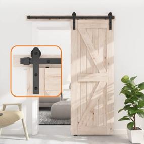 img 4 attached to Upgrade Your Doors With SKYSEN 5FT Single Sliding Barn Door Hardware Kit - Available In 4FT-13FT Lengths For A Sleek And Quiet Operation - Easy To Install - Stylish Black Finish (I Shape)