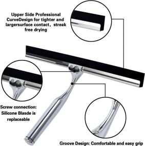 img 1 attached to 🚿 Freyry Shower Squeegee: The Ultimate Stainless Steel Cleaner for Shower Doors, Windows, Bathroom, and Car Glass - 12 Inches Long!