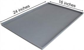 img 3 attached to Non-Skid Spill Proof Hiado Dog Bowl Mat With Raised Edges - 24X16In Waterproof Silicone For The Floor - Grey