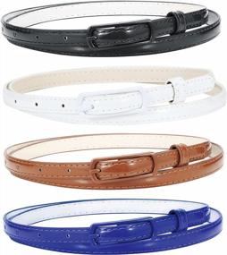 img 4 attached to Stylish LEACOOLKEY Women'S Skinny Leather Belt For Dressing Up Or Down: Perfect Thin Waist Belt For Jeans And Dresses