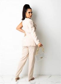 img 2 attached to Women Elegant 2-Piece Business Suit Set - Sexy Deep V-Neck One Shoulder Blazer With Pant Jumpsuit Outfits Clubwear