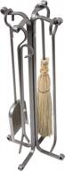 enclume 4 piece fireplace tool set with stand - hammered steel rolled eye design logo