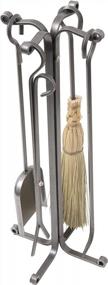 img 2 attached to Enclume 4 Piece Fireplace Tool Set With Stand - Hammered Steel Rolled Eye Design