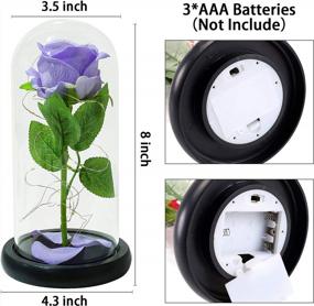 img 3 attached to Vieshful Exquisite Rose In Glass Dome Purple Eternal Rose With LED Light,Artificial Flower Last Forever Valentine'S Day Birthday Mothers Day Wedding For Her