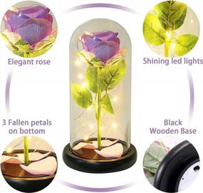 img 2 attached to Vieshful Exquisite Rose In Glass Dome Purple Eternal Rose With LED Light,Artificial Flower Last Forever Valentine'S Day Birthday Mothers Day Wedding For Her