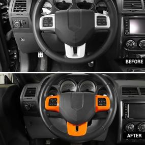 img 3 attached to CheroCar For Dodge Challenger Steering Wheel Cover Trim Kits Panel Interior Decoration For 2009-2014 Dodge Challenger Charger (Orange)