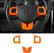 cherocar for dodge challenger steering wheel cover trim kits panel interior decoration for 2009-2014 dodge challenger charger (orange) logo