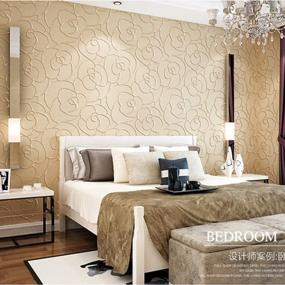 img 2 attached to QIHANG Modern Minimalist Embossed 3D Rose Flower Non-Woven Wallpaper Beige Color 0.53M X 10M (5.3㎡)