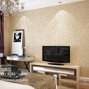 img 3 attached to QIHANG Modern Minimalist Embossed 3D Rose Flower Non-Woven Wallpaper Beige Color 0.53M X 10M (5.3㎡)