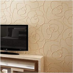 img 4 attached to QIHANG Modern Minimalist Embossed 3D Rose Flower Non-Woven Wallpaper Beige Color 0.53M X 10M (5.3㎡)