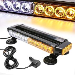 img 4 attached to Amber/White 30LEDs Safety Strobe Flashing Light Bar - Double Sided, High Intensity, Roof Top Plow Flash Traffic Advisor Emergency Hazard Warning Lighting - Mini Beacon with Magnetic Base - Yellow, 12-24V