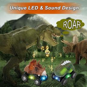 img 2 attached to Dinosaur Toys For 2-5 Year Old Boys: Toddler Boy Birthday Gifts, Kids Dino Car Play Set, 3 4 5 Year Old Educational Learning Toy.
