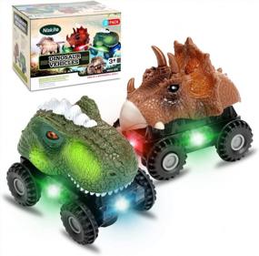 img 4 attached to Dinosaur Toys For 2-5 Year Old Boys: Toddler Boy Birthday Gifts, Kids Dino Car Play Set, 3 4 5 Year Old Educational Learning Toy.