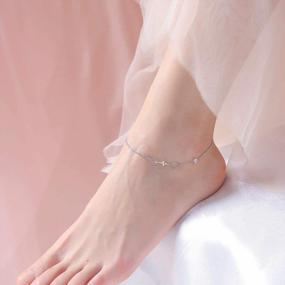 img 3 attached to FLYOW ножной браслет для женщин S925 стерлингового серебра регулируемая цепочка для ног браслет на лодыжку браслеты ювелирные изделия