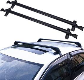 img 3 attached to Adjustable Black Car Top Roof Rack Cross Bar Luggage Carrier With Window Frame Mounting By TBVECHI