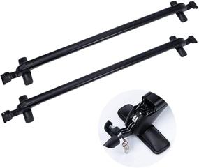 img 4 attached to Adjustable Black Car Top Roof Rack Cross Bar Luggage Carrier With Window Frame Mounting By TBVECHI