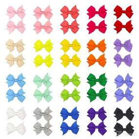 img 3 attached to 🎀 40-Piece Set of 2 Inch Baby Girls Hair Clips - Grosgrain Boutique Ribbon Baby Hair Bows for Fine Hair - Cute Accessories for Toddlers, Infants, Kids, and Children (Tail Design A)