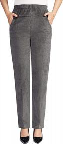 img 3 attached to Thick Corduroy Straight Pants With Elastic Waist And Pockets For Women By Zoulee - Easy Pull-On Style