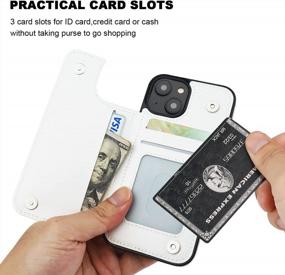 img 1 attached to IPhone 14 Wallet Case With Card Holder - Onetop PU Leather Kickstand, Double Magnetic Clasp & Shockproof Cover 6.1 Inch (White)