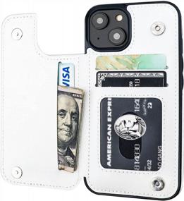 img 4 attached to IPhone 14 Wallet Case With Card Holder - Onetop PU Leather Kickstand, Double Magnetic Clasp & Shockproof Cover 6.1 Inch (White)