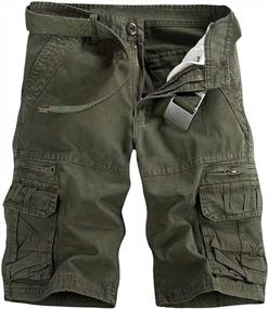 img 4 attached to AKARMY Men'S Lightweight Multi-Pocket Cotton Twill Camo Cargo Shorts With Zipper Pockets (No Belt)