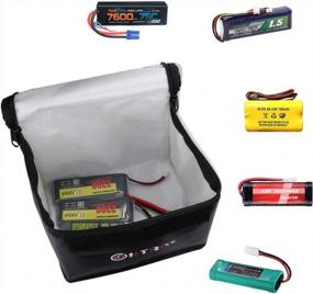 img 1 attached to Большая огнестойкая сумка Lipo Safe Bag HTRC - водонепроницаемая, с двойной застежкой-молнией для хранения и зарядки аккумулятора (7,87X5,9X5,9 дюйма)