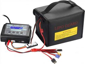 img 2 attached to Большая огнестойкая сумка Lipo Safe Bag HTRC - водонепроницаемая, с двойной застежкой-молнией для хранения и зарядки аккумулятора (7,87X5,9X5,9 дюйма)
