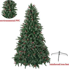 img 1 attached to Snow Flocked 7Ft Artificial Christmas Pine Tree With 1390 Tips For Festive Holiday Decorations