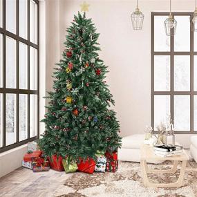img 4 attached to Snow Flocked 7Ft Artificial Christmas Pine Tree With 1390 Tips For Festive Holiday Decorations